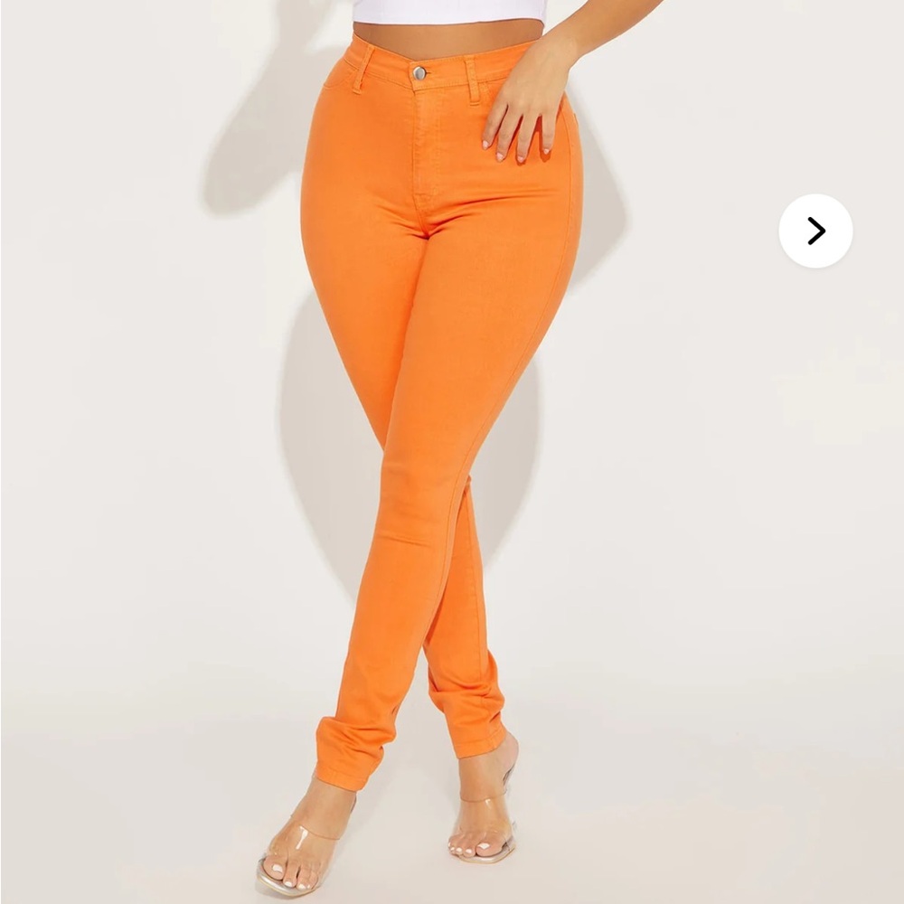 Fashion Nova NWT Neon Orange Super High Waist Skinny Jeans Size 9